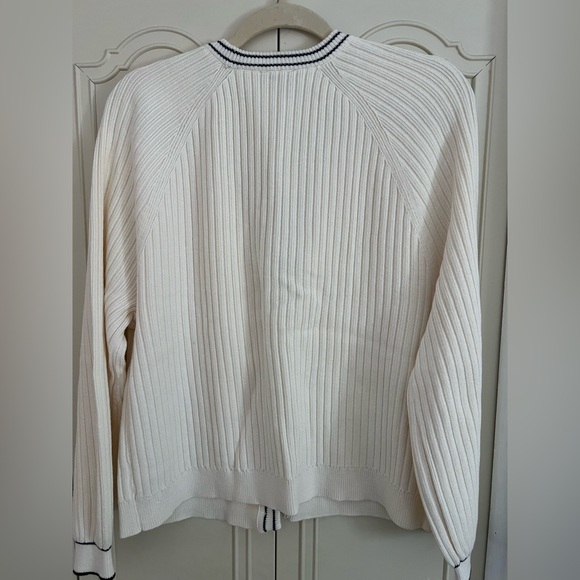 Talbots Cardigan with Deep Navy Trim - Picture 2 of 3